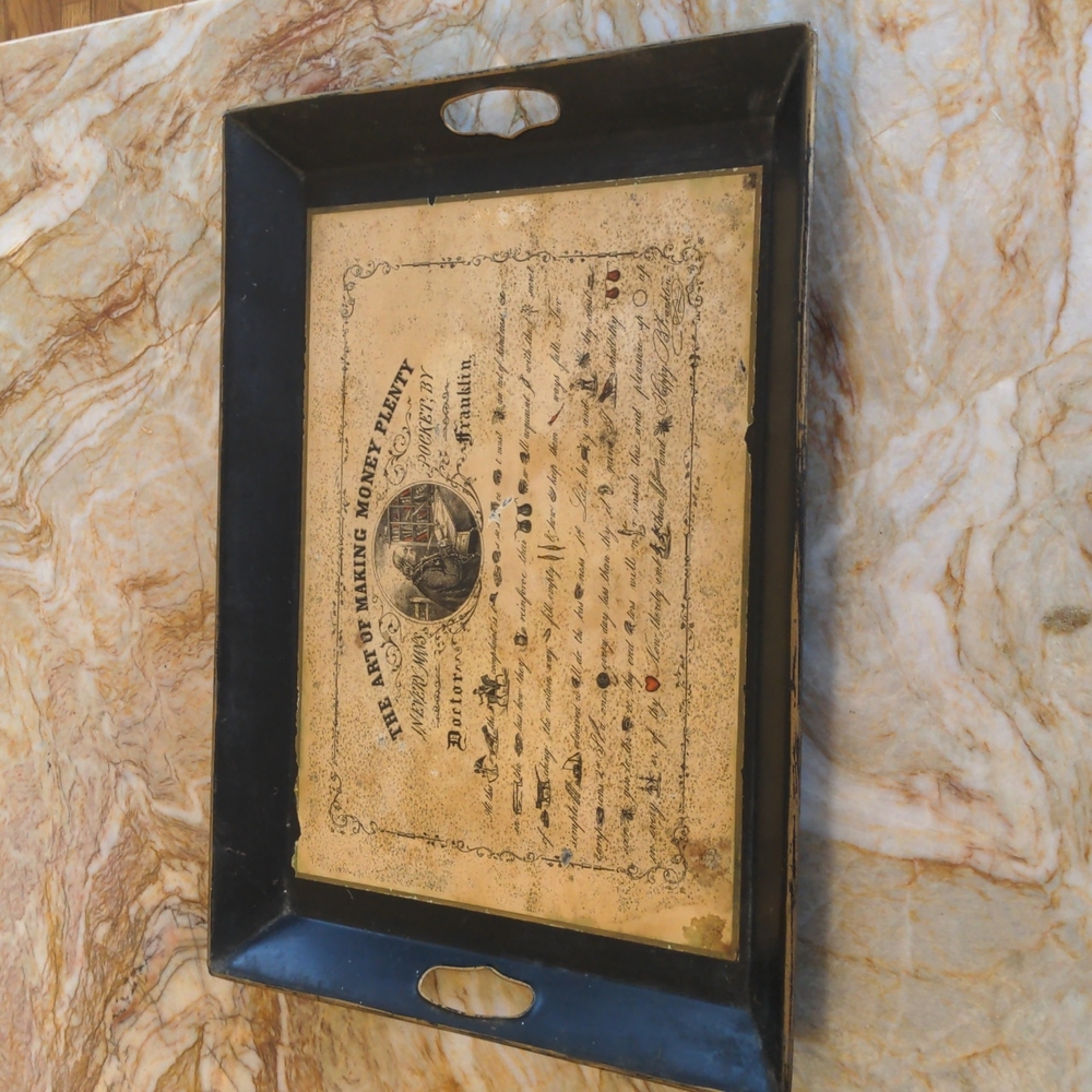 Metal serving tray THE ART OF MAKING MONEY PLENTY